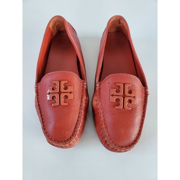 Tory Burch LOWELL 2 Orange Leather Driving Moccasin Loafers Size 9.5M Loafers - Picture 12 of 12